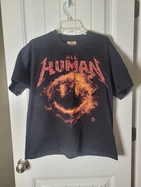 All Human Black Graphic Tee with Fiery Logo. Size XL